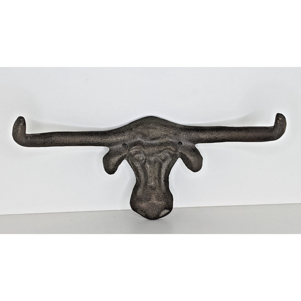 Longhorn Bull Steer Wall Hook Coat Hat Hanger Rustic 10" Wide